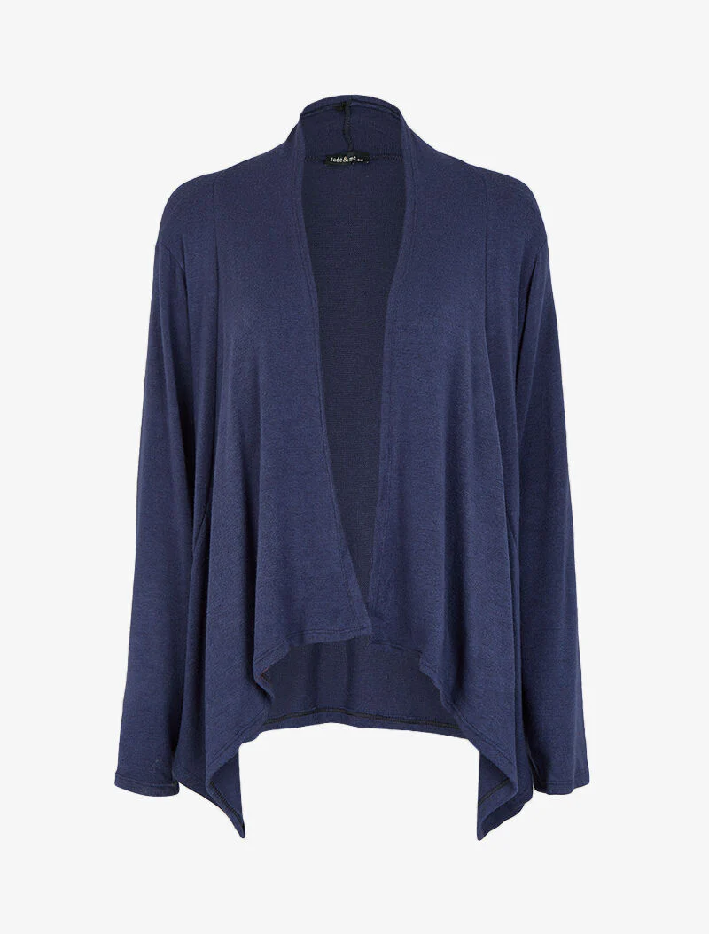 Shawl kraag vest met asymmetrische panden - Marineblauw