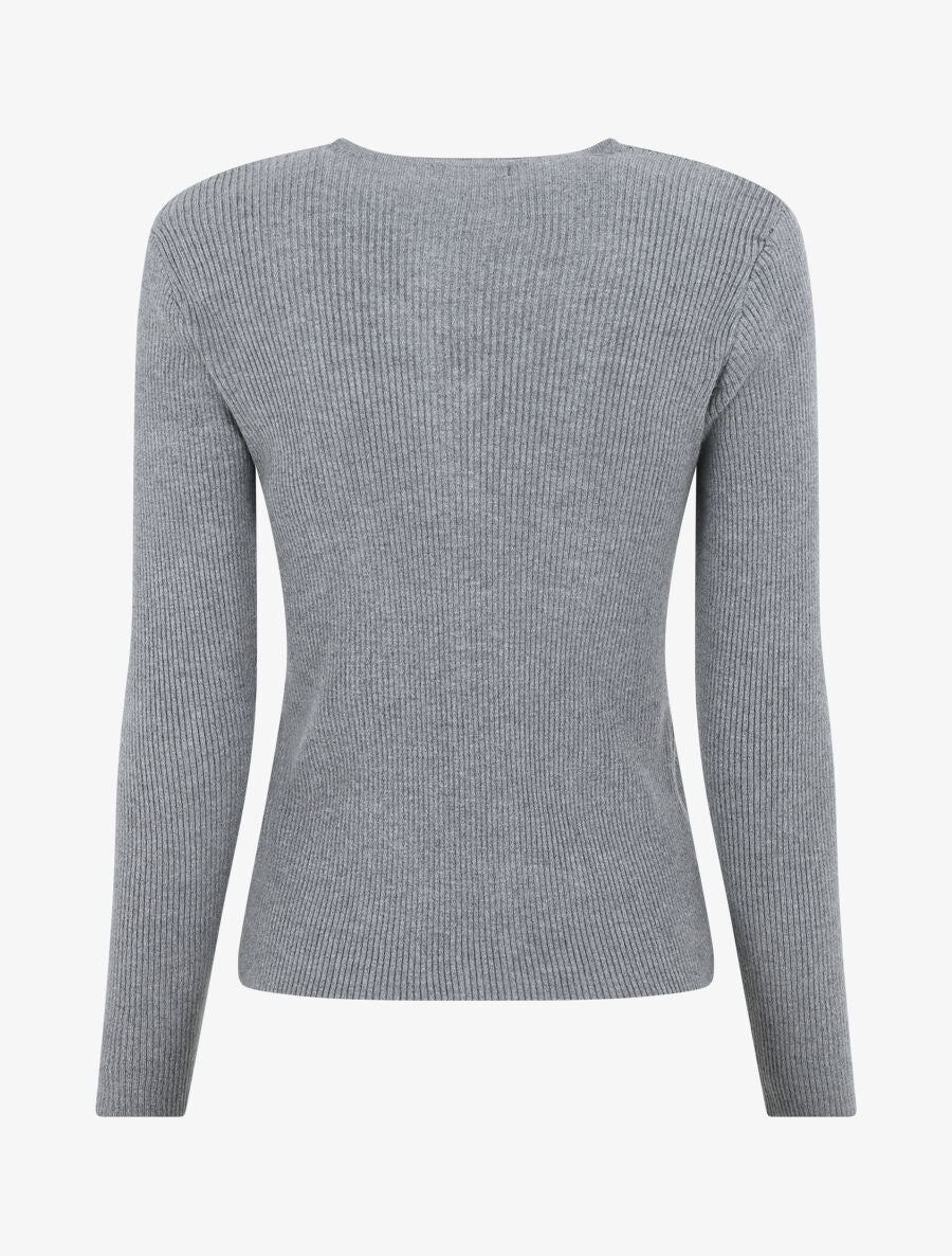 Gilet van ribbreisel met rits - Grijs - Image 2
