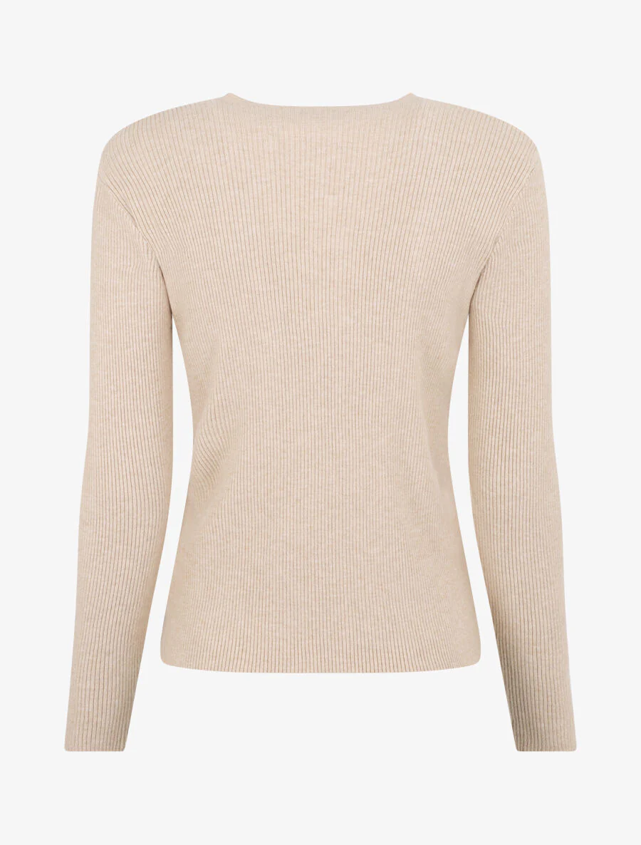 Gilet van ribbreisel met rits - Beige - Image 2