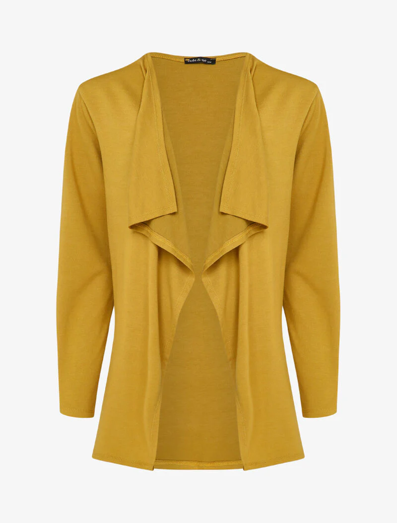 Vloeiende gilet met asymmetrische panden - Mosterdgeel