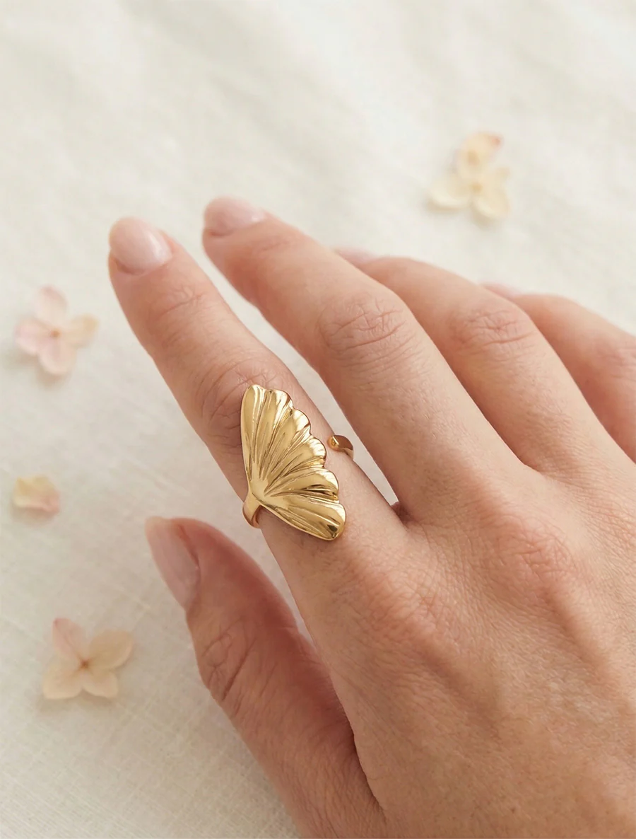 Ginkgo blad ring - Goud