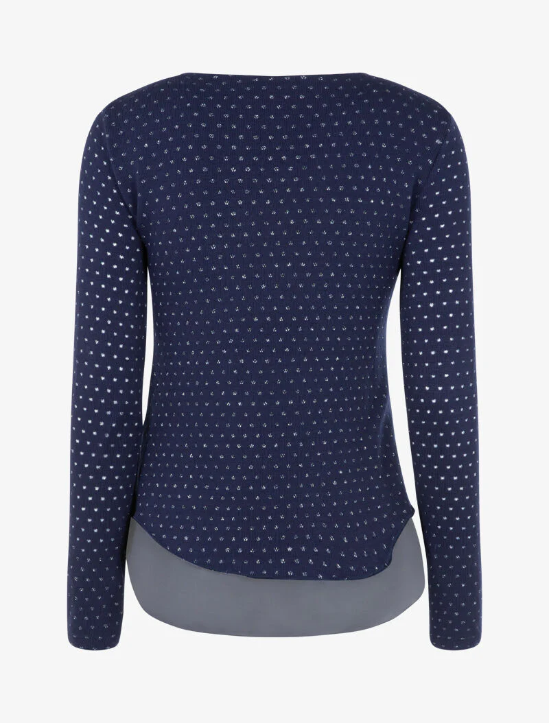 Gebreide top met glanzende gespikkelde print - marineblauw - Image 2
