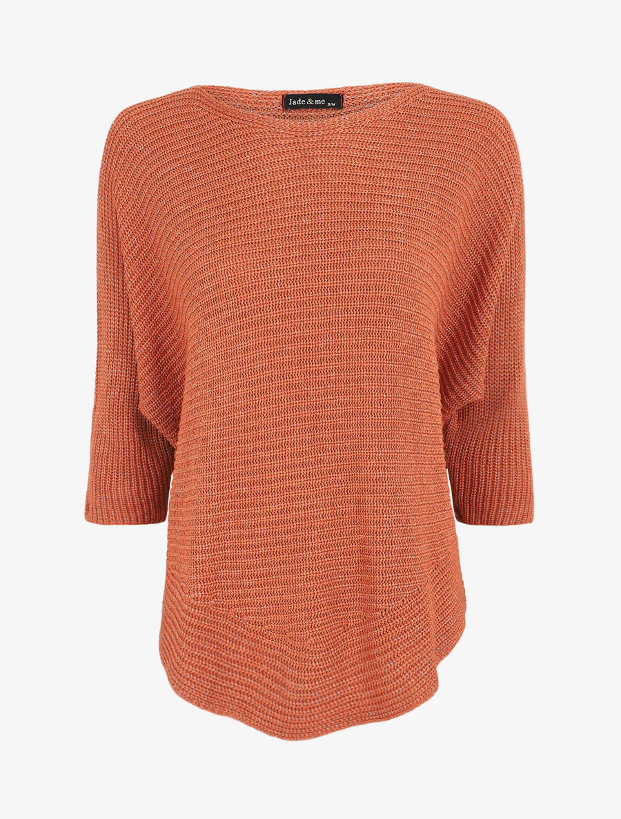 Glanzende boot-hals trui - oranje