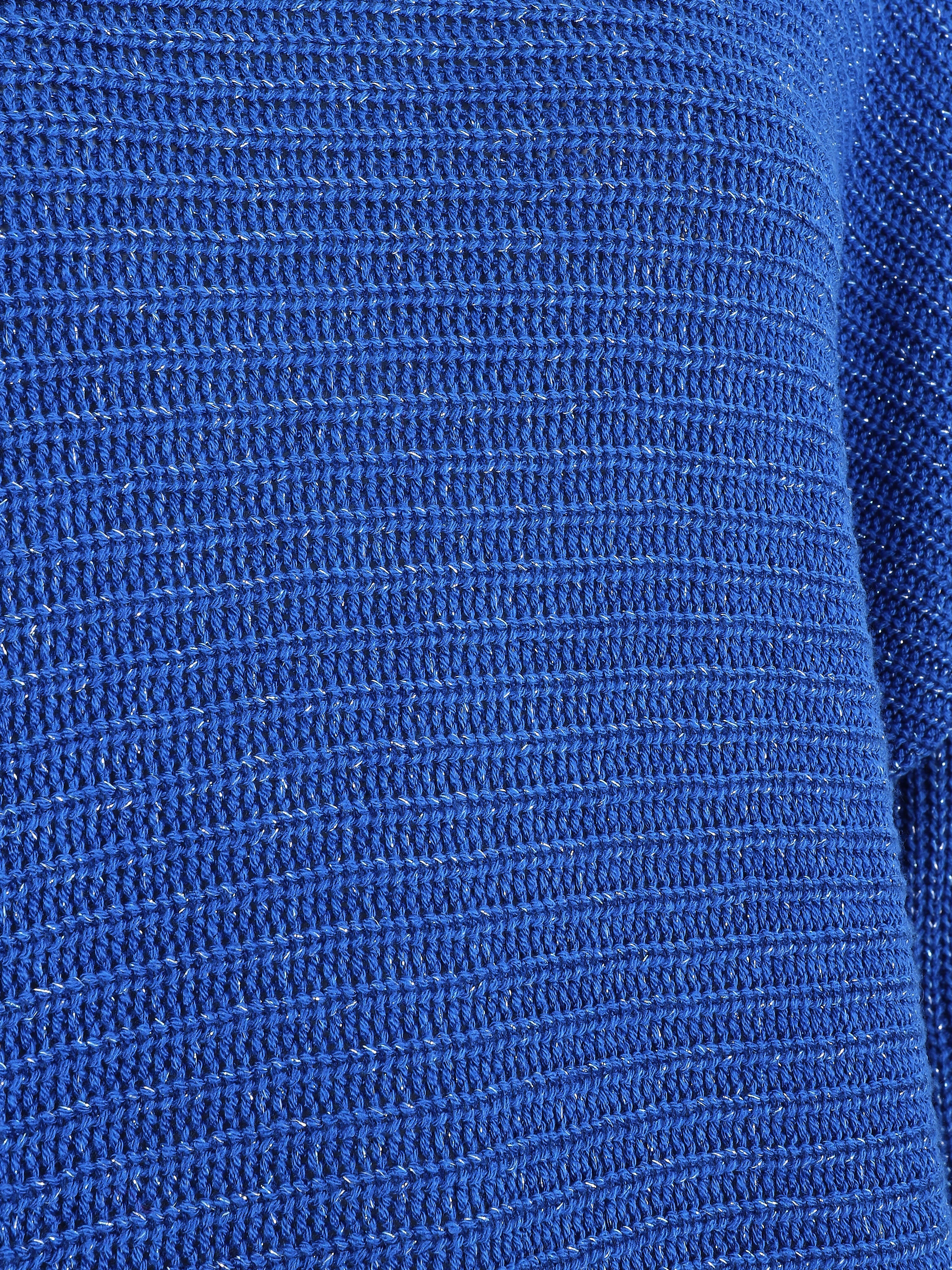 Glanzende boot-hals trui - Elektrisch blauw - Image 3