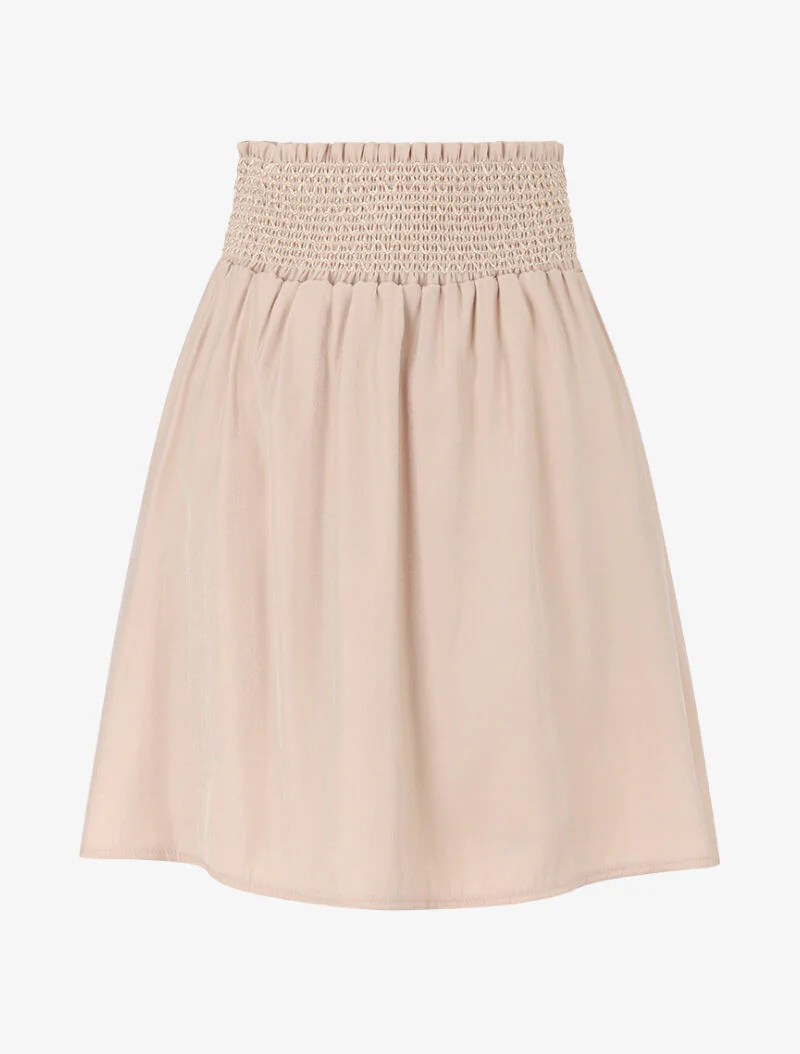 Glanzende rok met geborduurde taille - beige