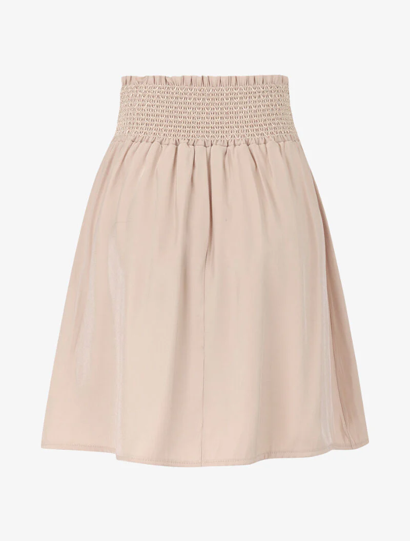Glanzende rok met geborduurde taille - beige - Image 2