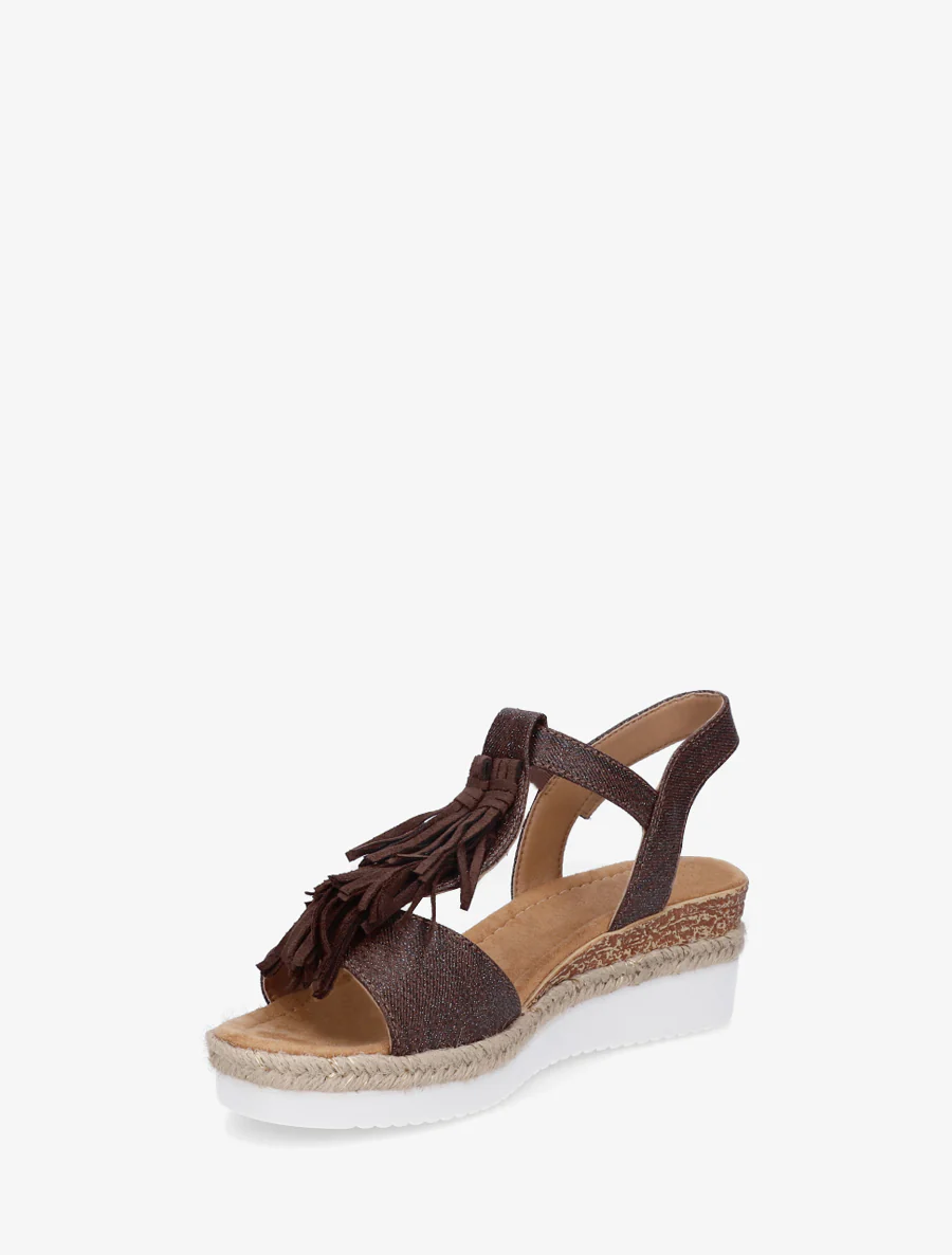 Glitter sandalen met franjes van suèdine - Bruin - Image 3