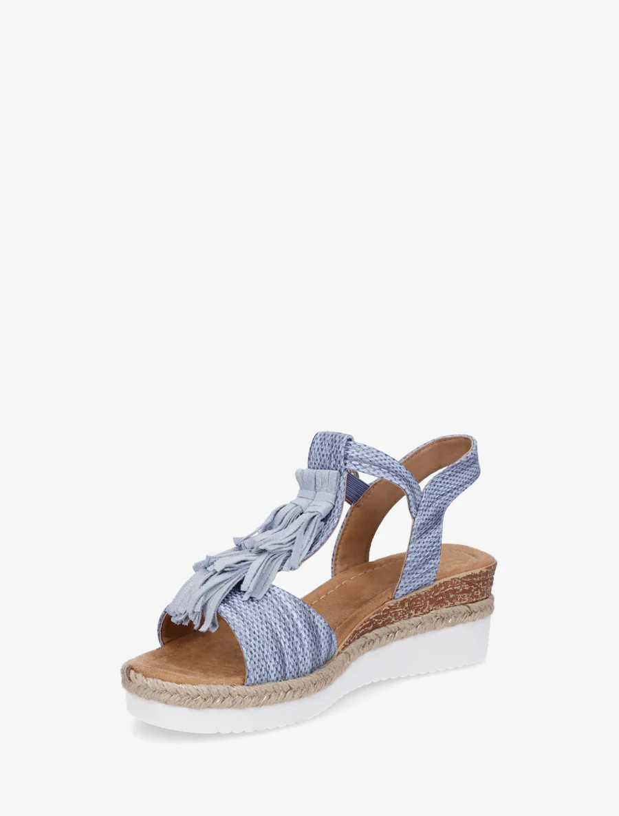 Glitter sandalen met franjes van suèdine - Lichtblauw - Image 3