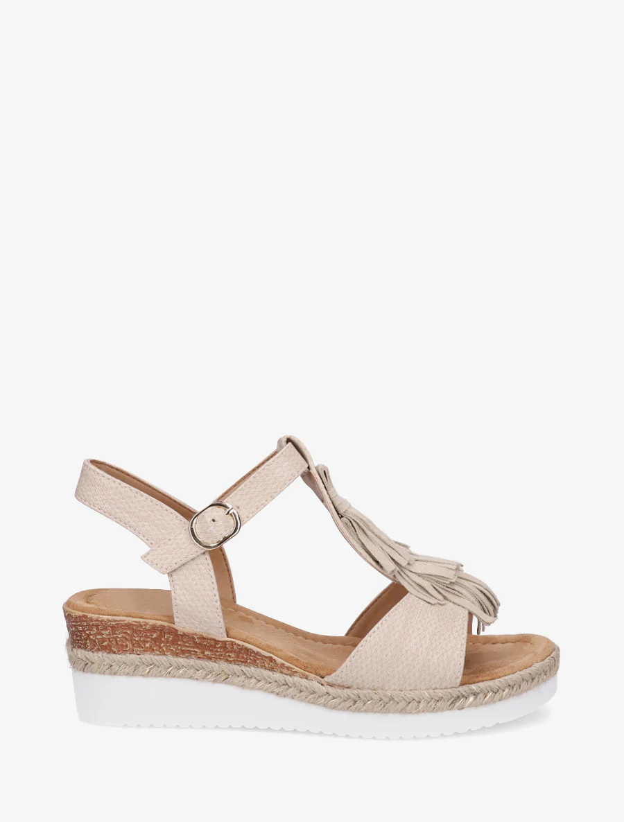 Glitter sandalen met franjes van suèdine - Beige