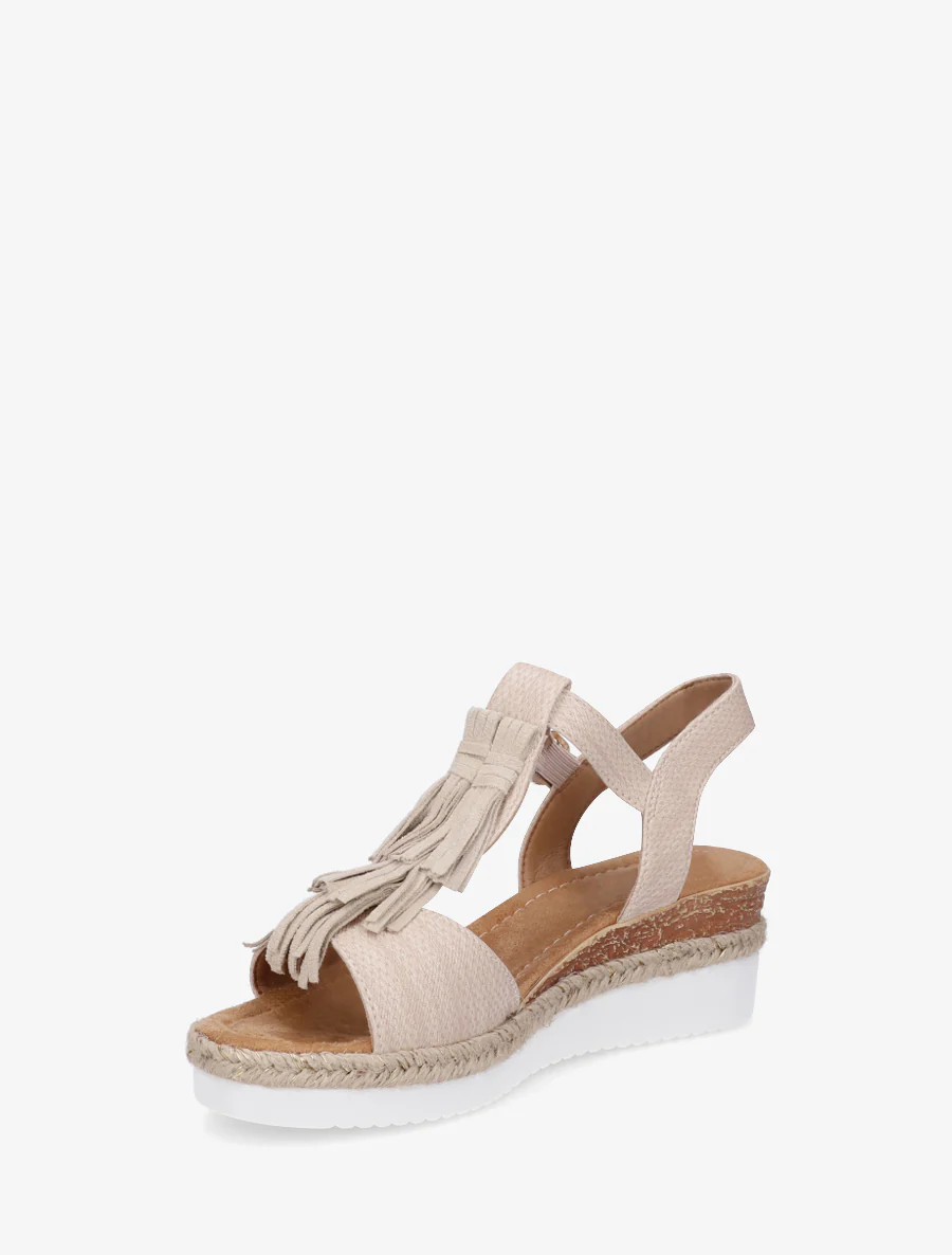 Glitter sandalen met franjes van suèdine - Beige - Image 3