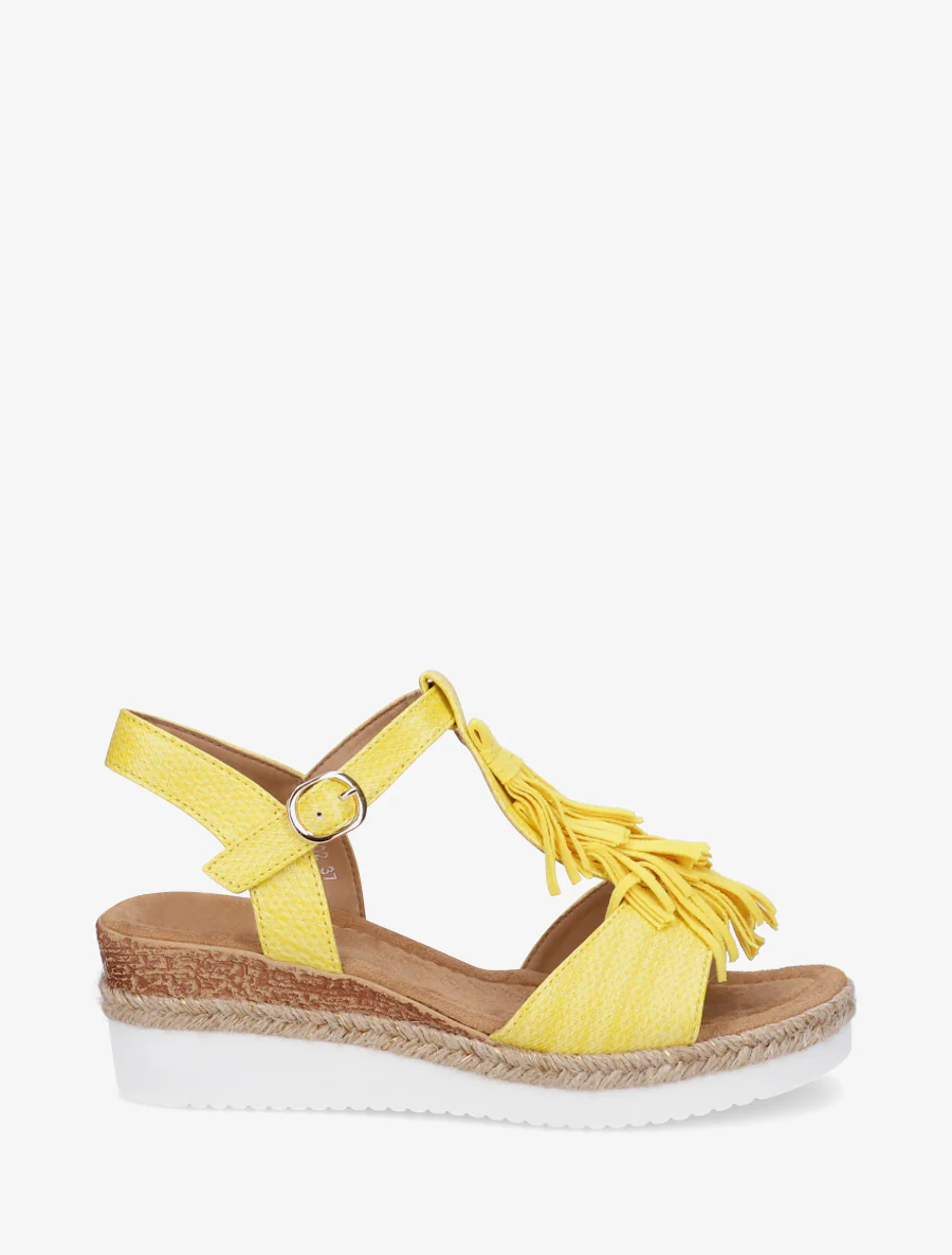 Glitter sandalen met franjes van suèdine - Geel