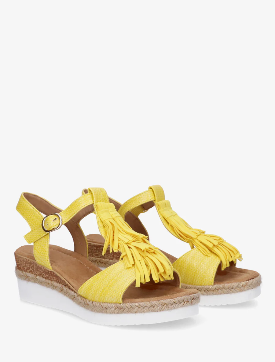 Glitter sandalen met franjes van suèdine - Geel - Image 4