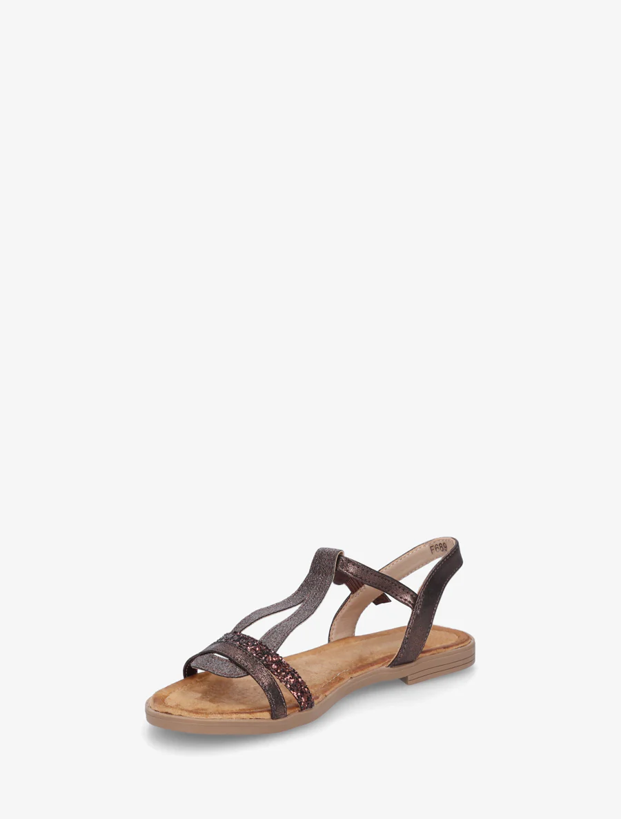Glitter T-riem sandalen - Chocolade - Image 3