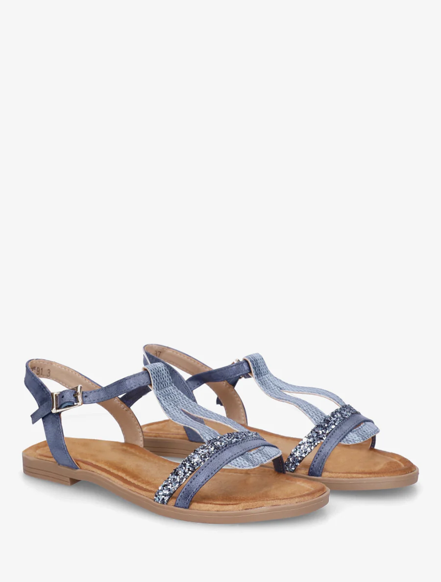 Glitter T-riem sandalen - Blauw - Image 4