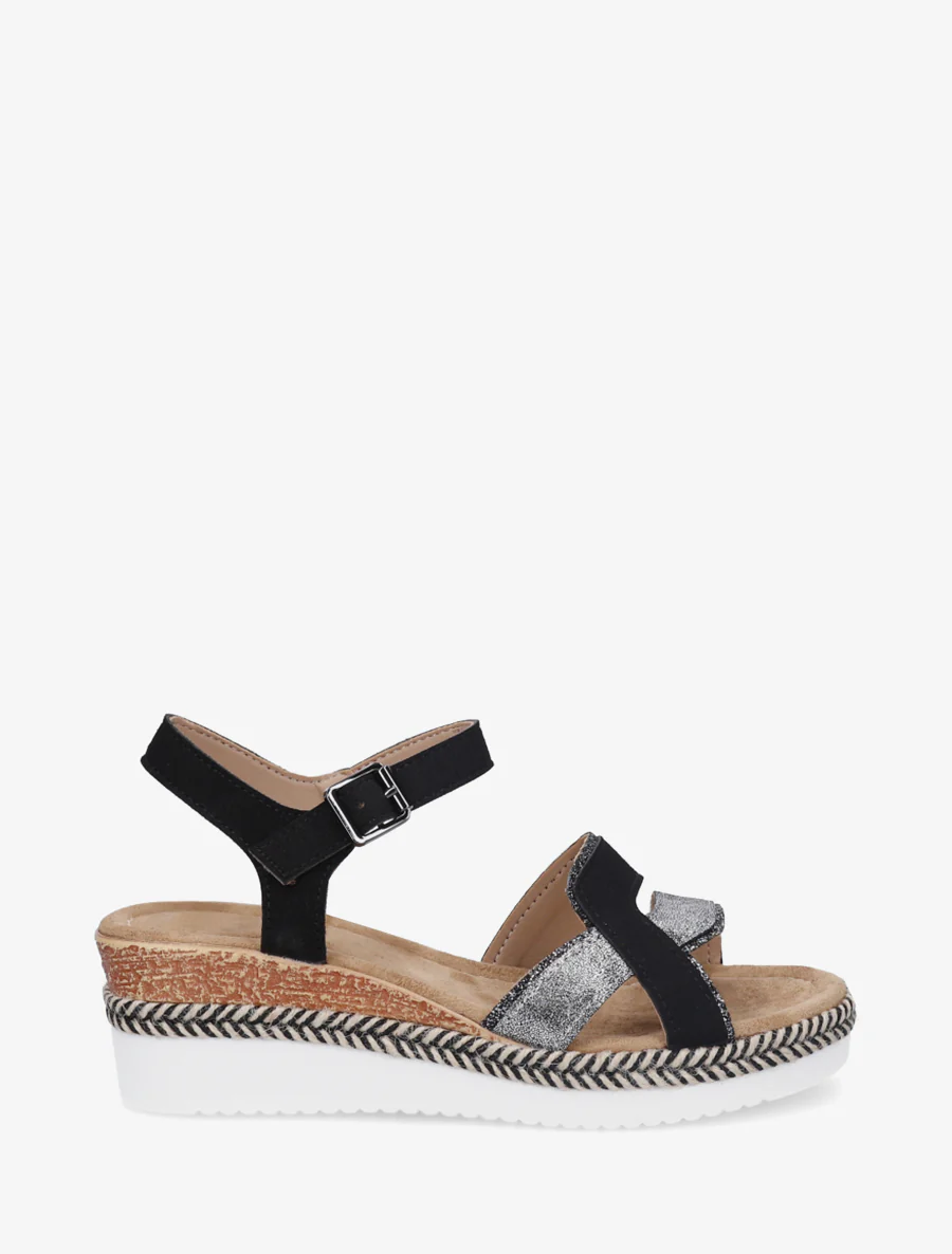 Glitterende fantasieband sleehaksandalen - Zwart