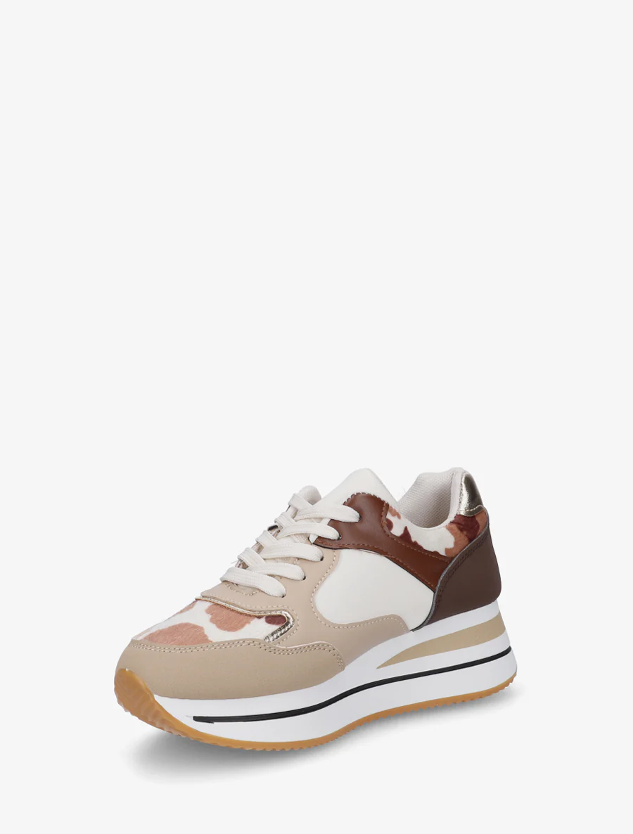 Glittersneakers met koeienprint - Bruin - Image 3