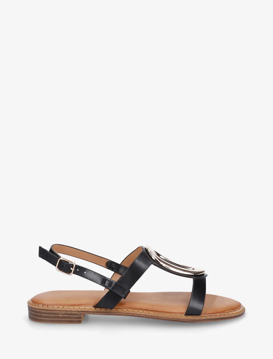 Gouden metalen sierlijke sandalen - Zwart