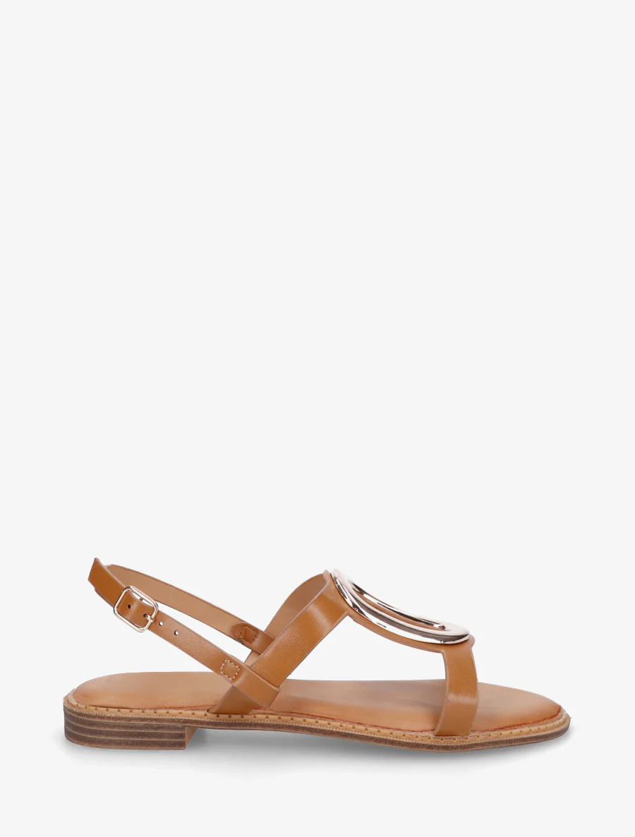 Gouden metalen sierlijke sandalen - Kameel