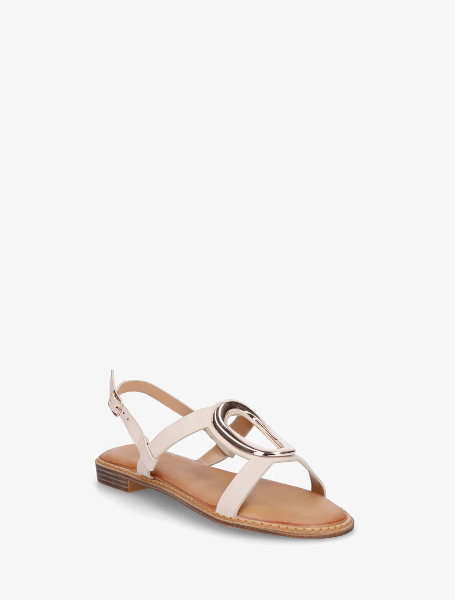 Gouden metalen sierlijke sandalen - Beige - Image 2