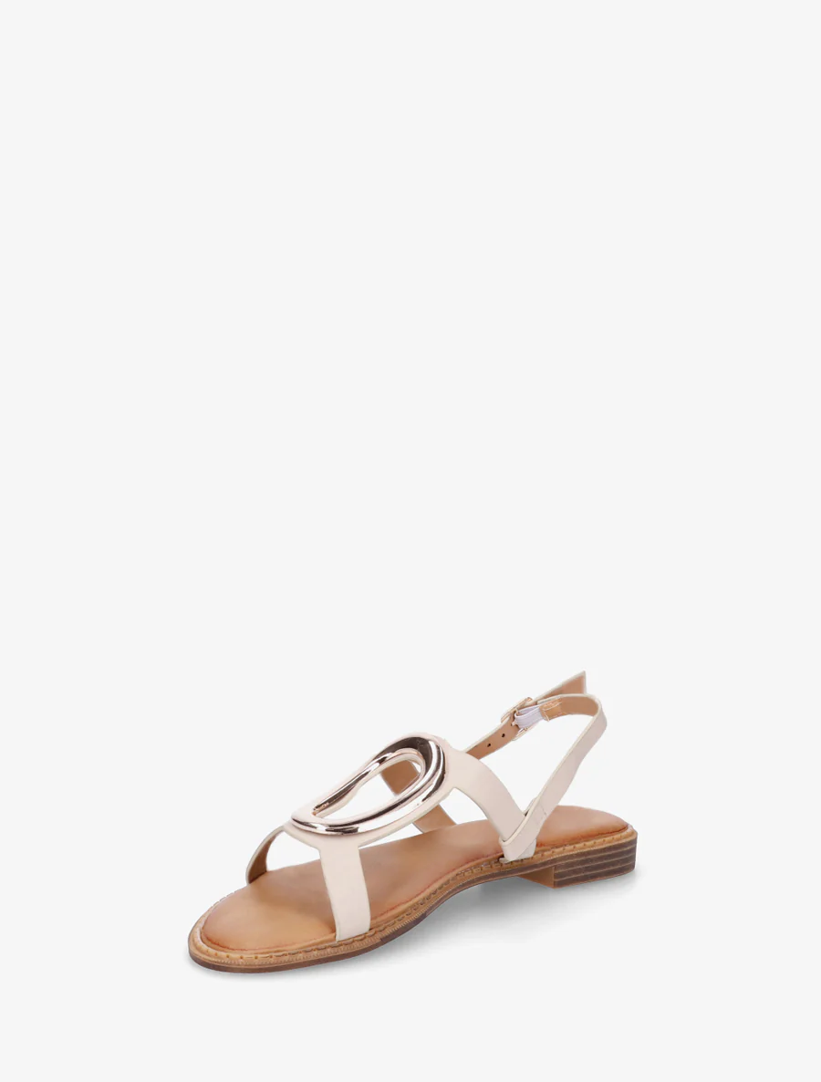 Gouden metalen sierlijke sandalen - Beige - Image 3