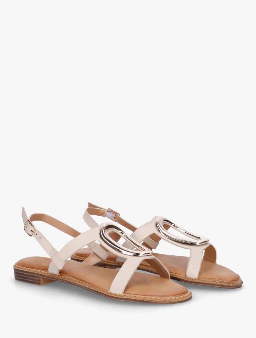 Gouden metalen sierlijke sandalen - Beige - Image 4