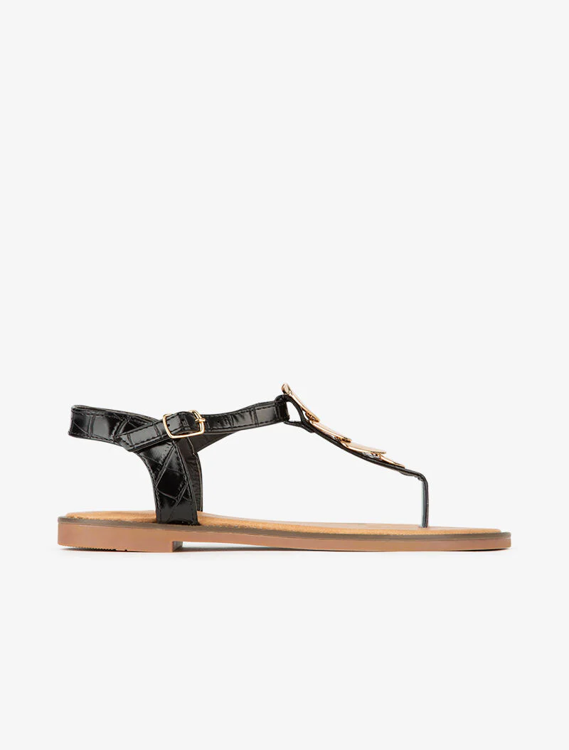 Gouden plaatjes sandalen - zwart - Image 2