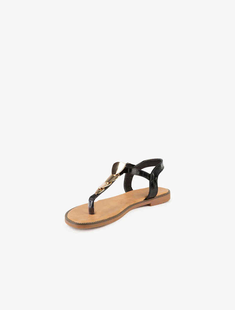 Gouden plaatjes sandalen - zwart - Image 3