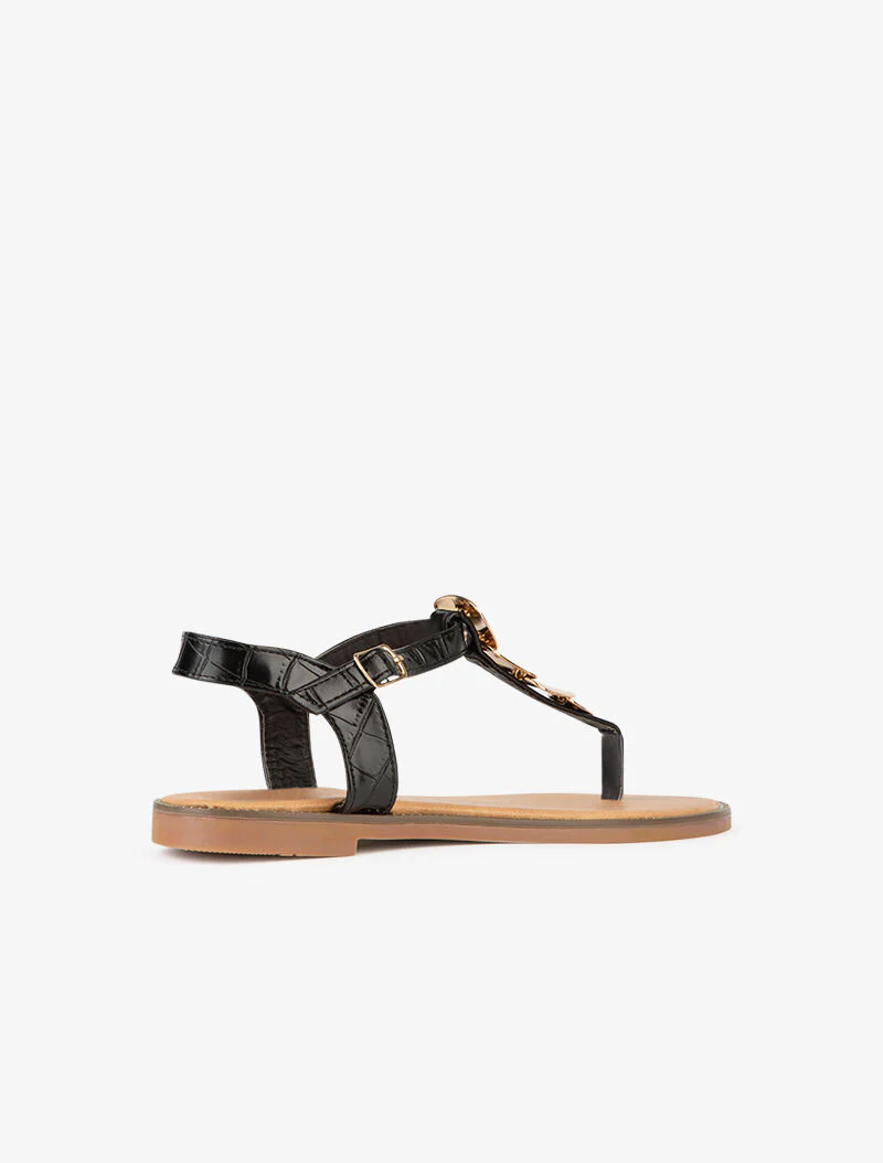 Gouden plaatjes sandalen - zwart - Image 4