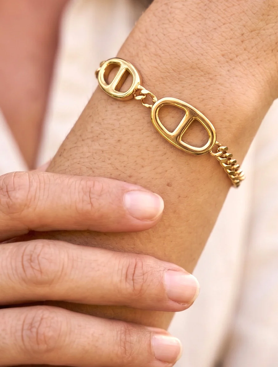 Gourmette armband en maritieme stijl - Goud