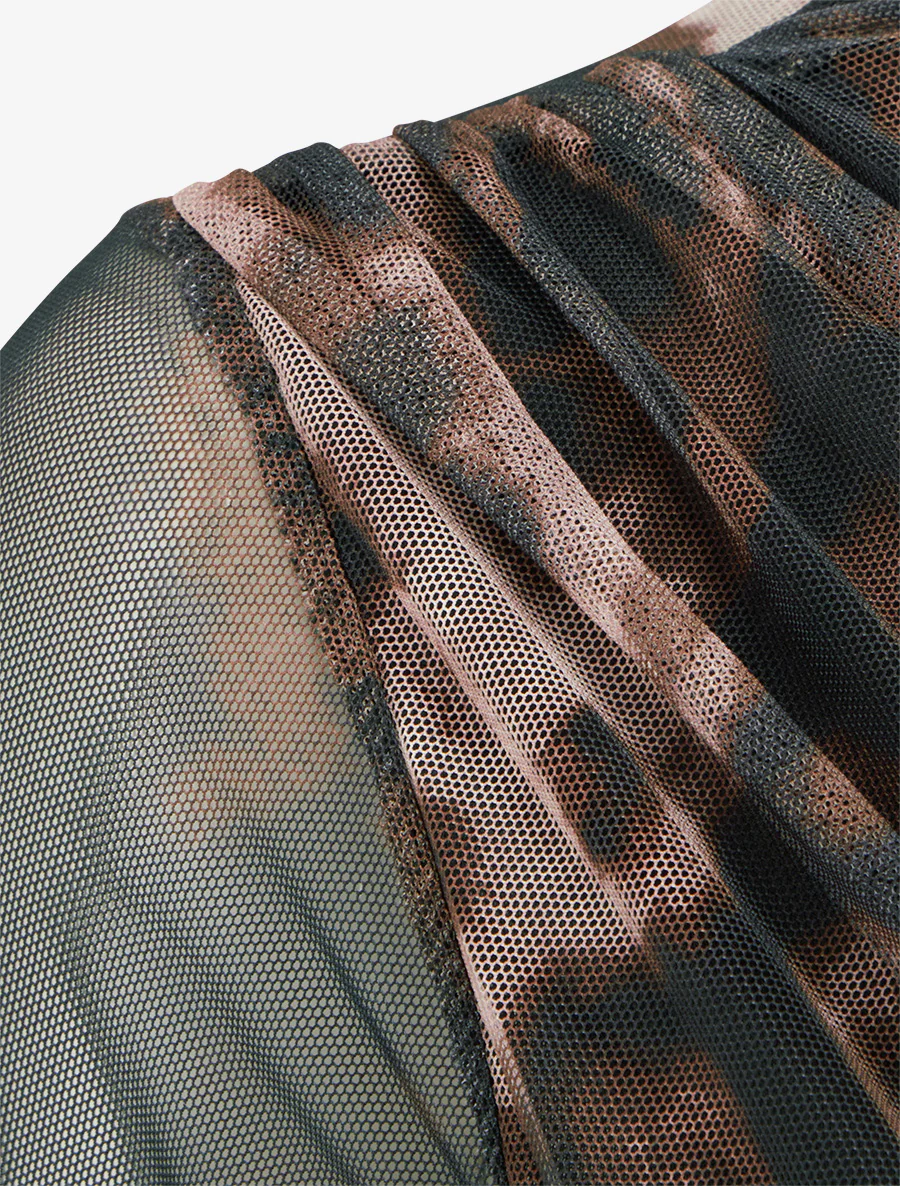 Grafisch bedrukt tulle topje - Zwart - Image 3