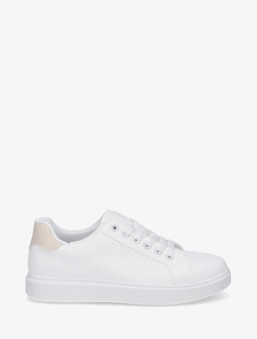 Grafisch bedrukte platte sneakers - Beige