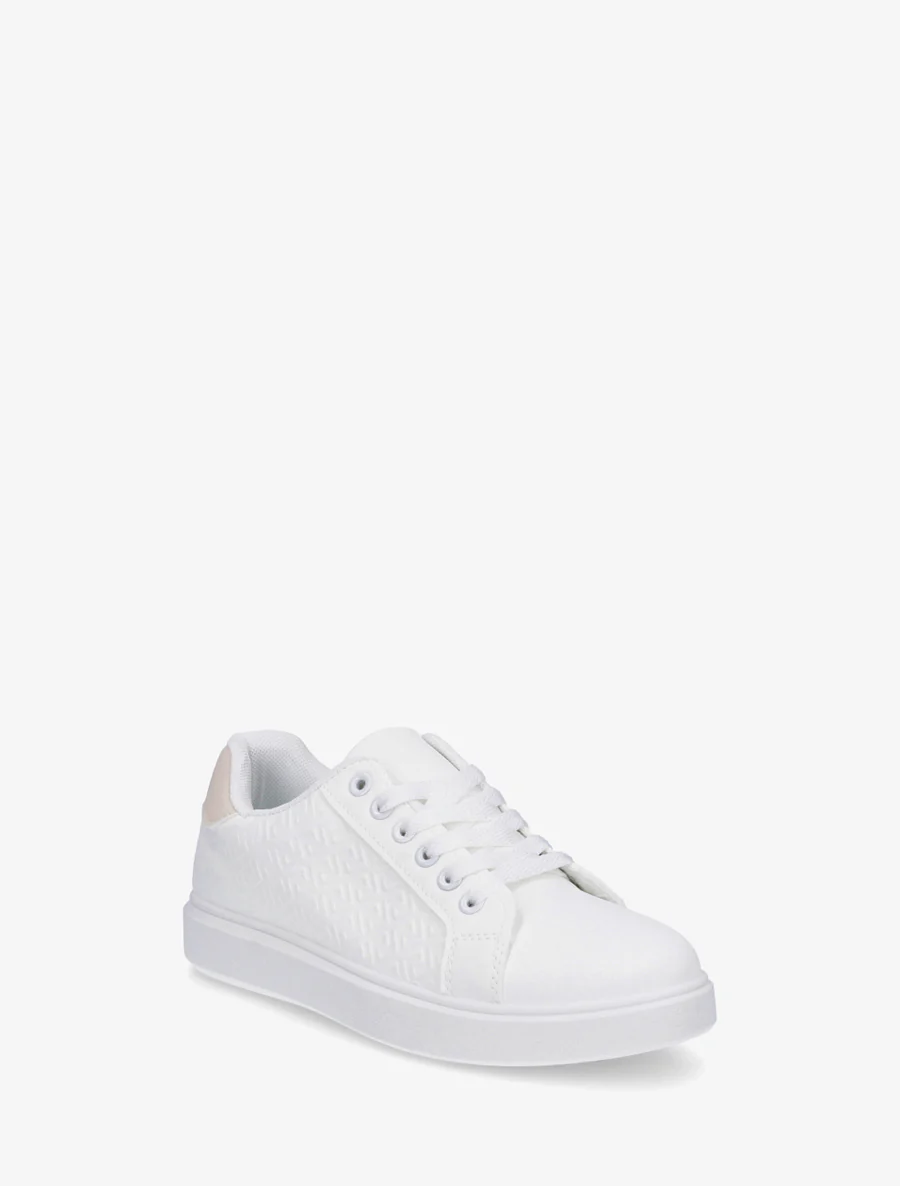Grafisch bedrukte platte sneakers - Beige - Image 2