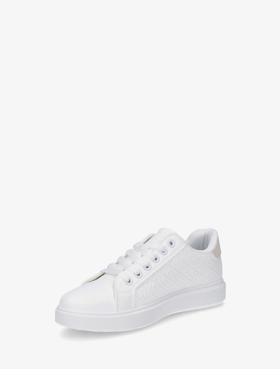 Grafisch bedrukte platte sneakers - Beige - Image 3