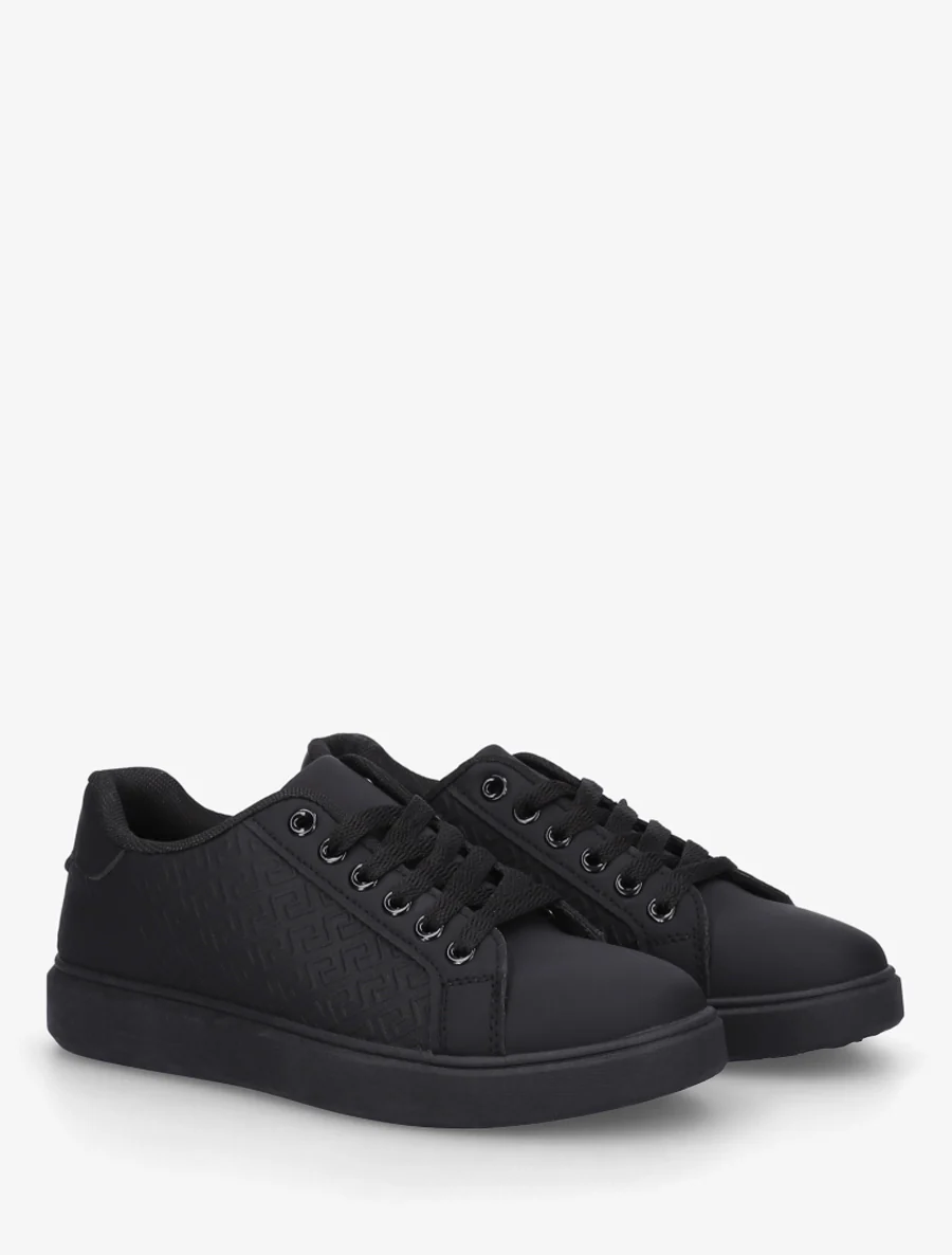 Grafisch bedrukte platte sneakers - Zwart - Image 4