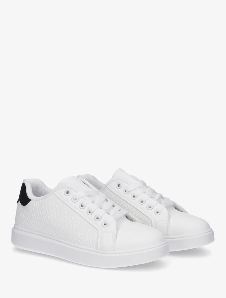 Grafisch bedrukte platte sneakers - Zwart - Image 4