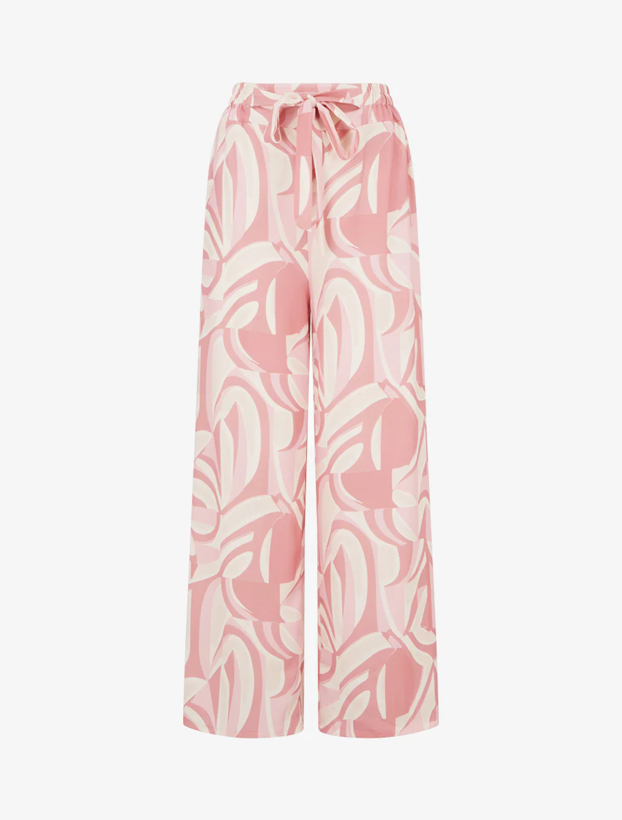 Grafisch bedrukte wijde broek - Roos