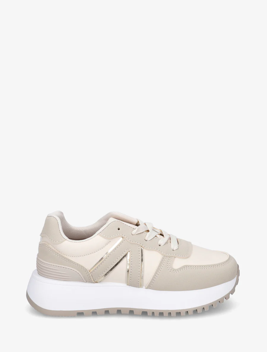 Grafische inzetstukken sneakers - Beige