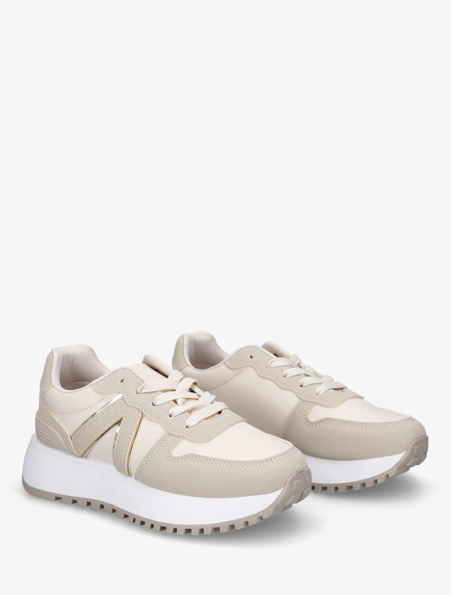 Grafische inzetstukken sneakers - Beige - Image 4