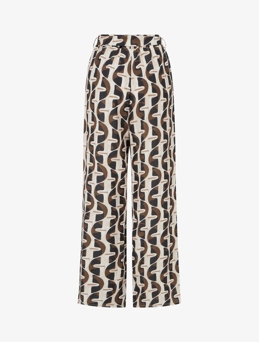 Grafische print elastische broek - Zwart - Image 2