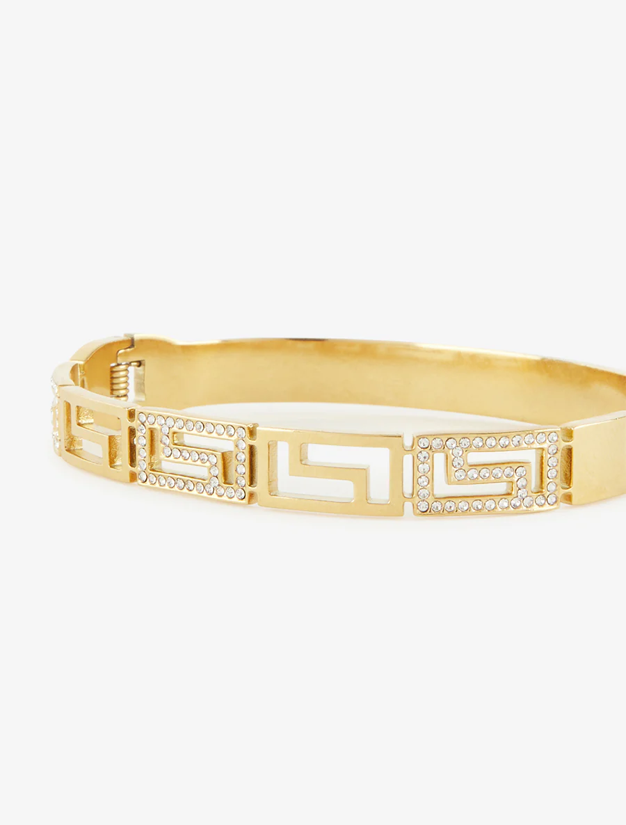 Griekse motief armband versierd met witte zirkonen - Goud - Image 3