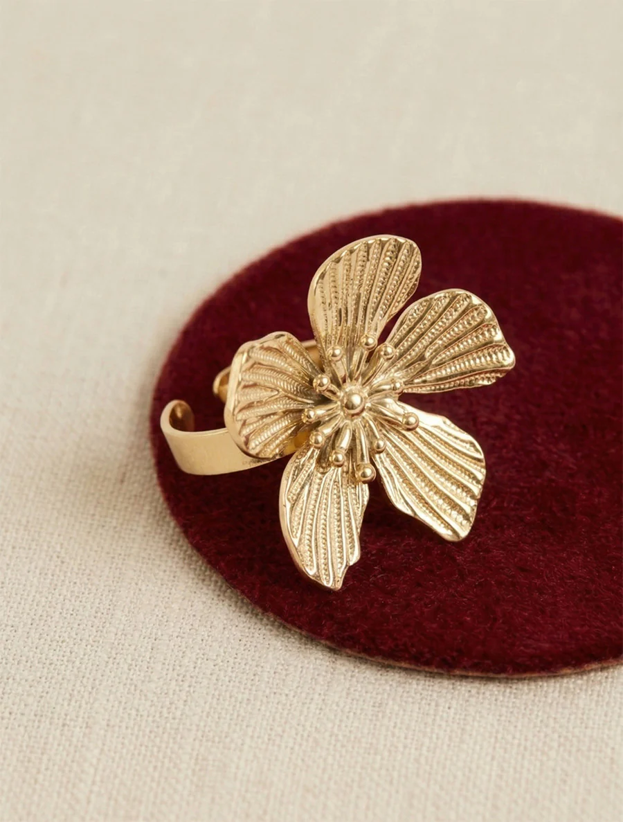 Grote bloemenring - Goud