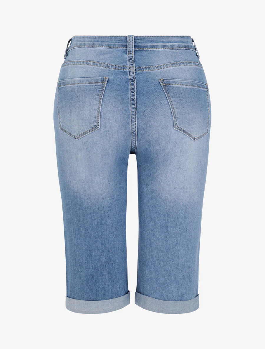 Grote maat bermuda van denim met omgeslagen zoom - Lichtblauw - Image 2