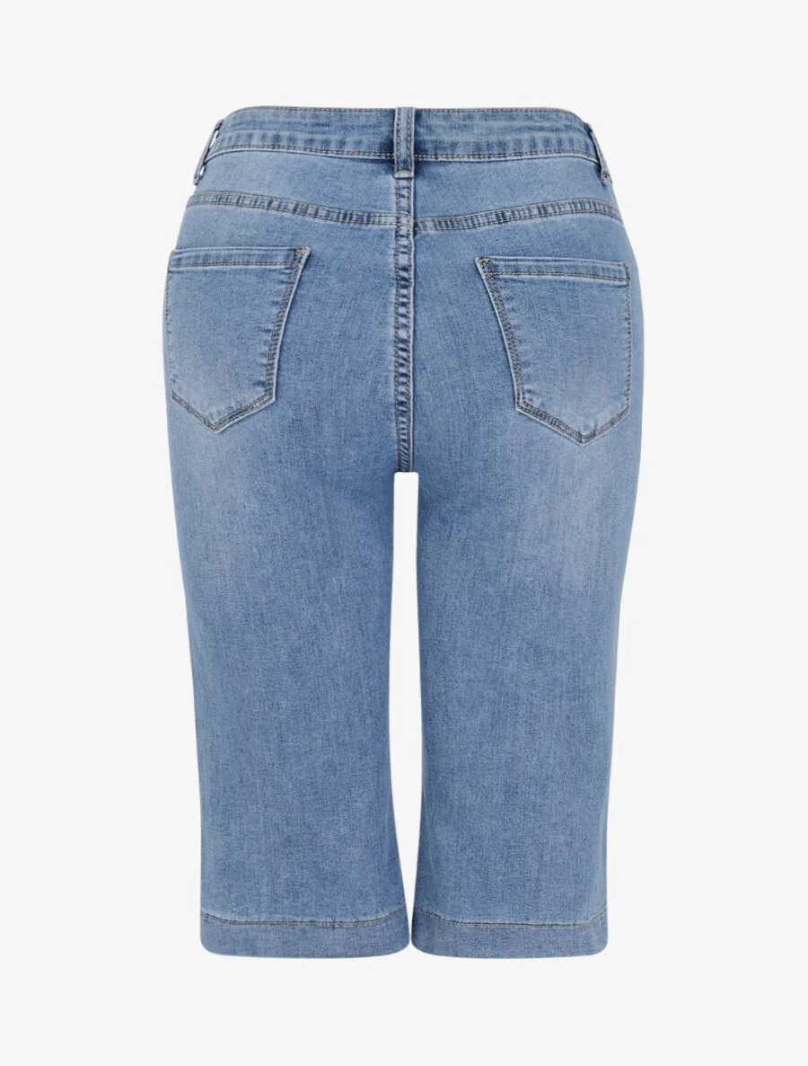 Grote maat Bermuda in rechte jeans - Lichtblauw - Image 2