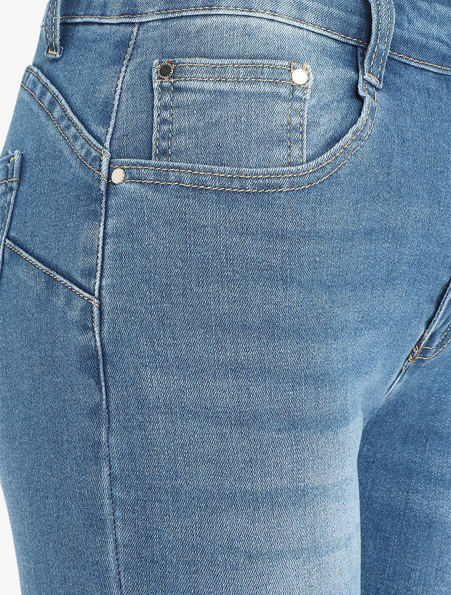 Grote maat rechte push up jeans - blauw - Image 3