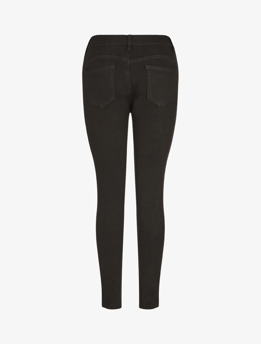 Grote maat slim push-up jeans met zakken met knopen - zwart - Image 2