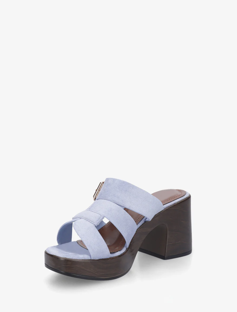 Hakkenmuiltjes met houtlook en gesp - Lichtblauw - Image 3