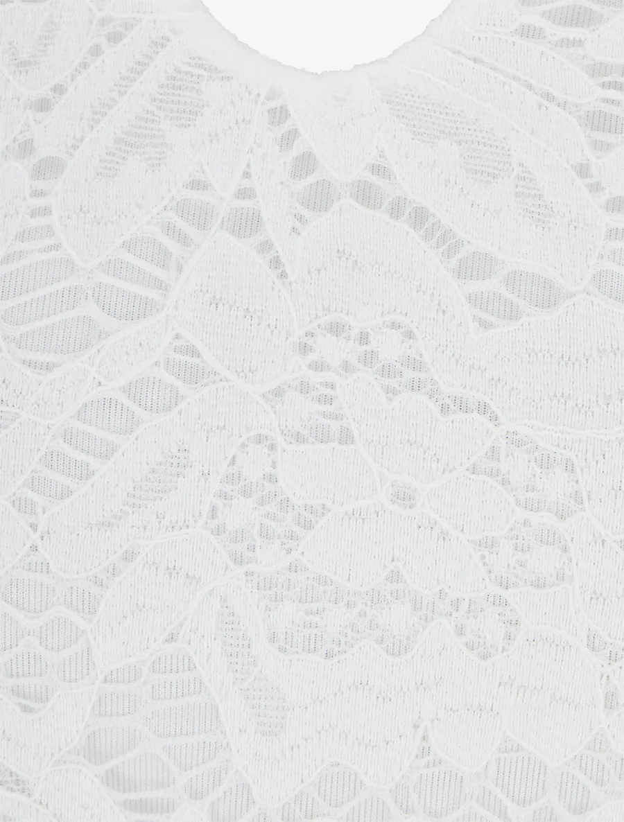 Half lange jurk met kant en aquarelprint - Kaki - Image 3