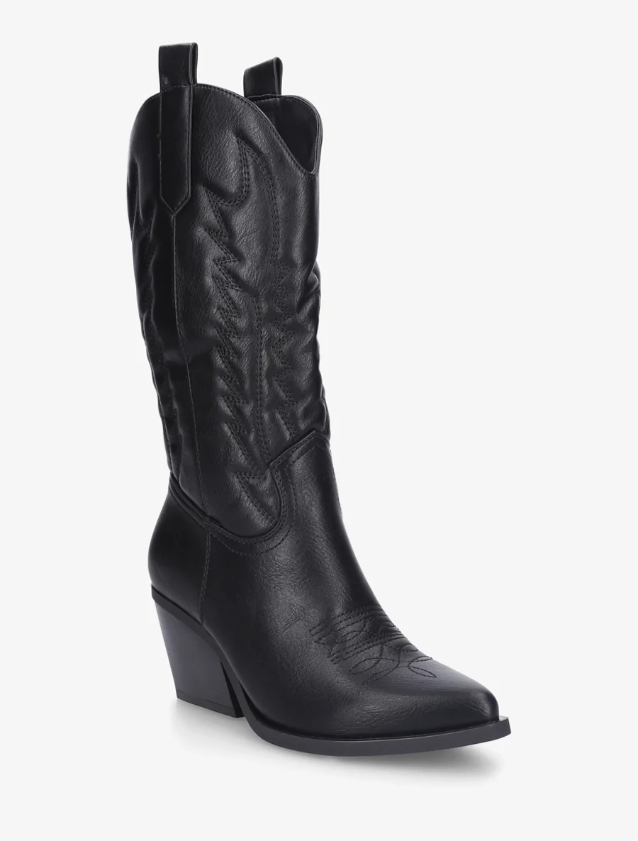 Halfhoge cowboylaarzen van imitatieleer - Zwart - Image 2