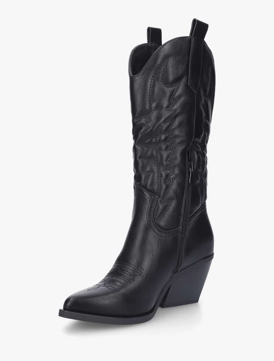 Halfhoge cowboylaarzen van imitatieleer - Zwart - Image 3