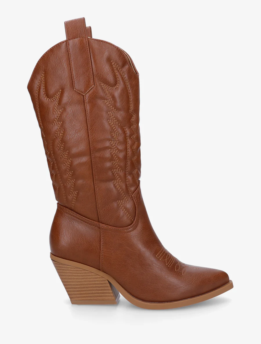 Halfhoge cowboylaarzen van imitatieleer - Kameel